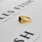 Pre-Owned 9ct Gold Twin Rectangle Onyx Signet Ring Size I
