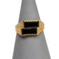 Pre-Owned 9ct Gold Twin Rectangle Onyx Signet Ring Size I
