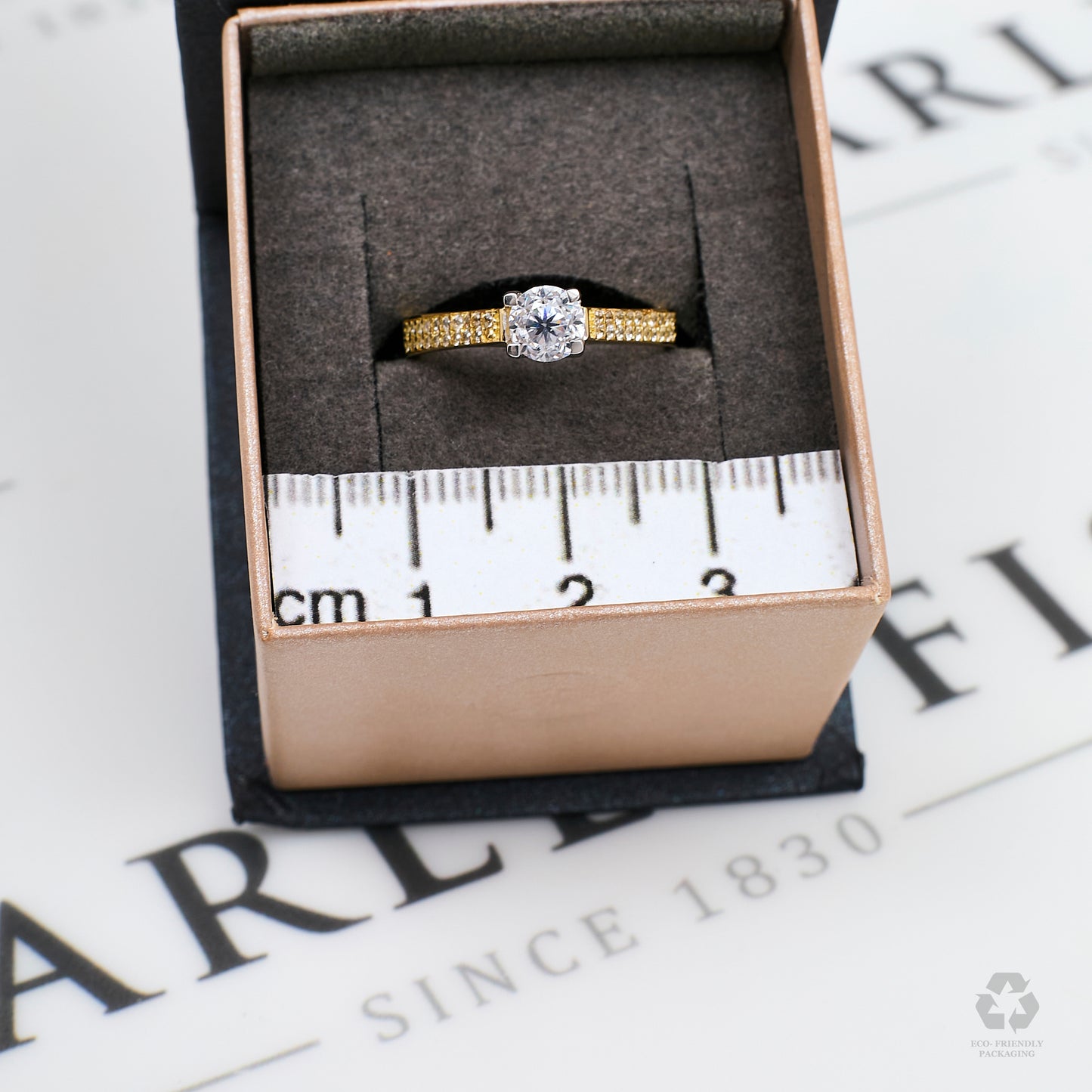 Pre-Owned 14ct Gold CZ Ring & CZ Sides Size N