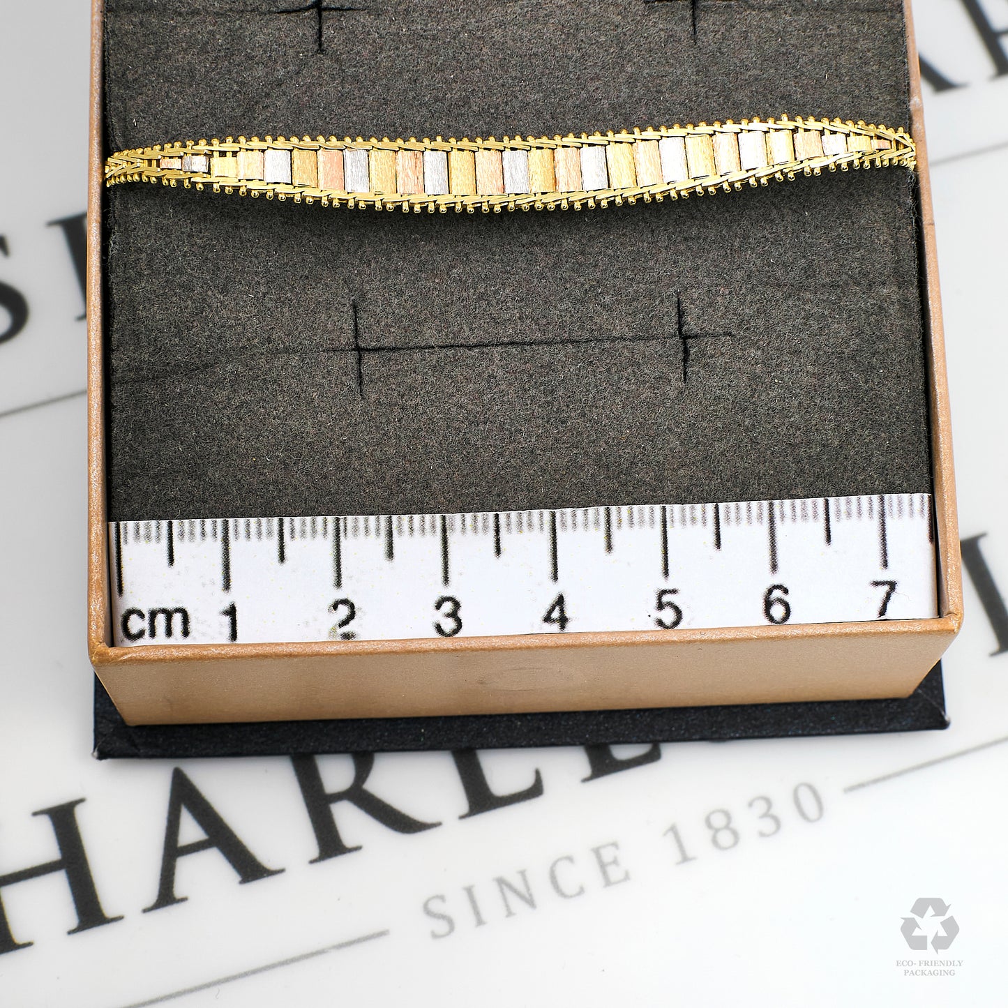 Pre-Owned 9ct Gold Tricolor Tapering Bracelet
