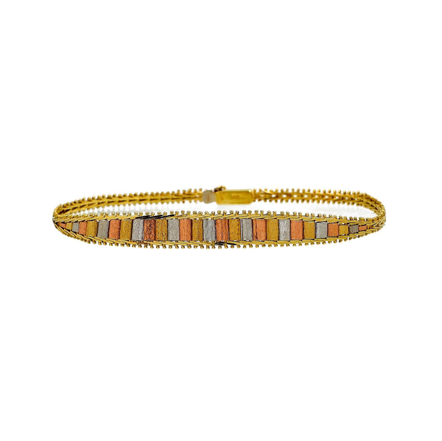 Pre-Owned 9ct Gold Tricolor Tapering Bracelet