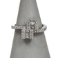 Pre-Owned 18ct White Gold Diamond Crossover Ring Size O
