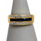 Pre-Owned 14ct Gold 3 Row Diamond & Sapphire Ring Size R