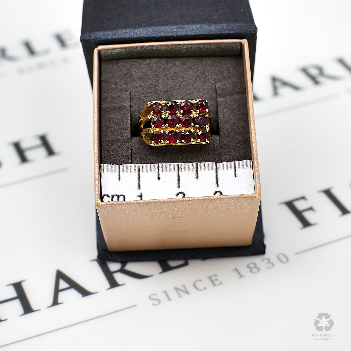 Pre-Owned 9ct Gold 12 Garnet Ring Size L.5