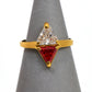 Pre-Owned 18ct Gold Orange & White CZ Triangle Ring Size I.5