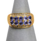 Pre-Owned 9ct Gold 4 Row Diamond & Tanzanite Ring Size M