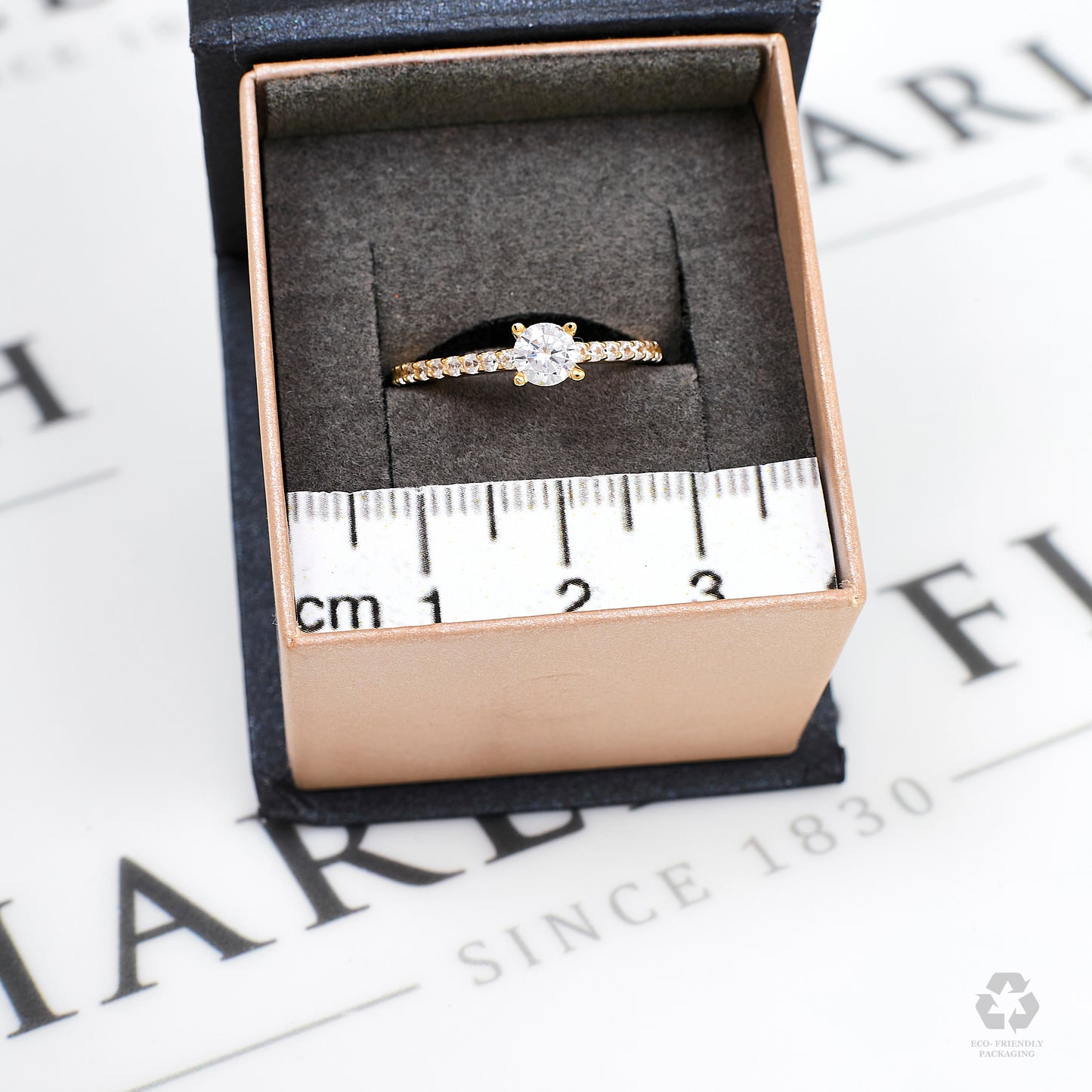 Pre-Owned 14ct Gold CZ Ring & CZ Sides Size J