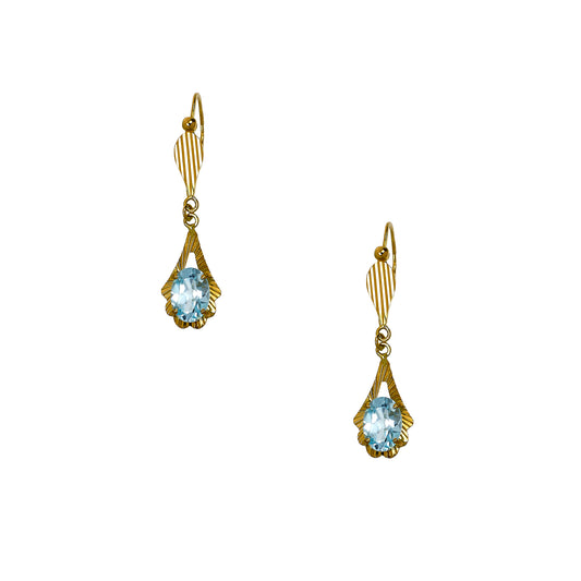 Pre-Owned 18ct Gold Oval Topaz Drop Earrings