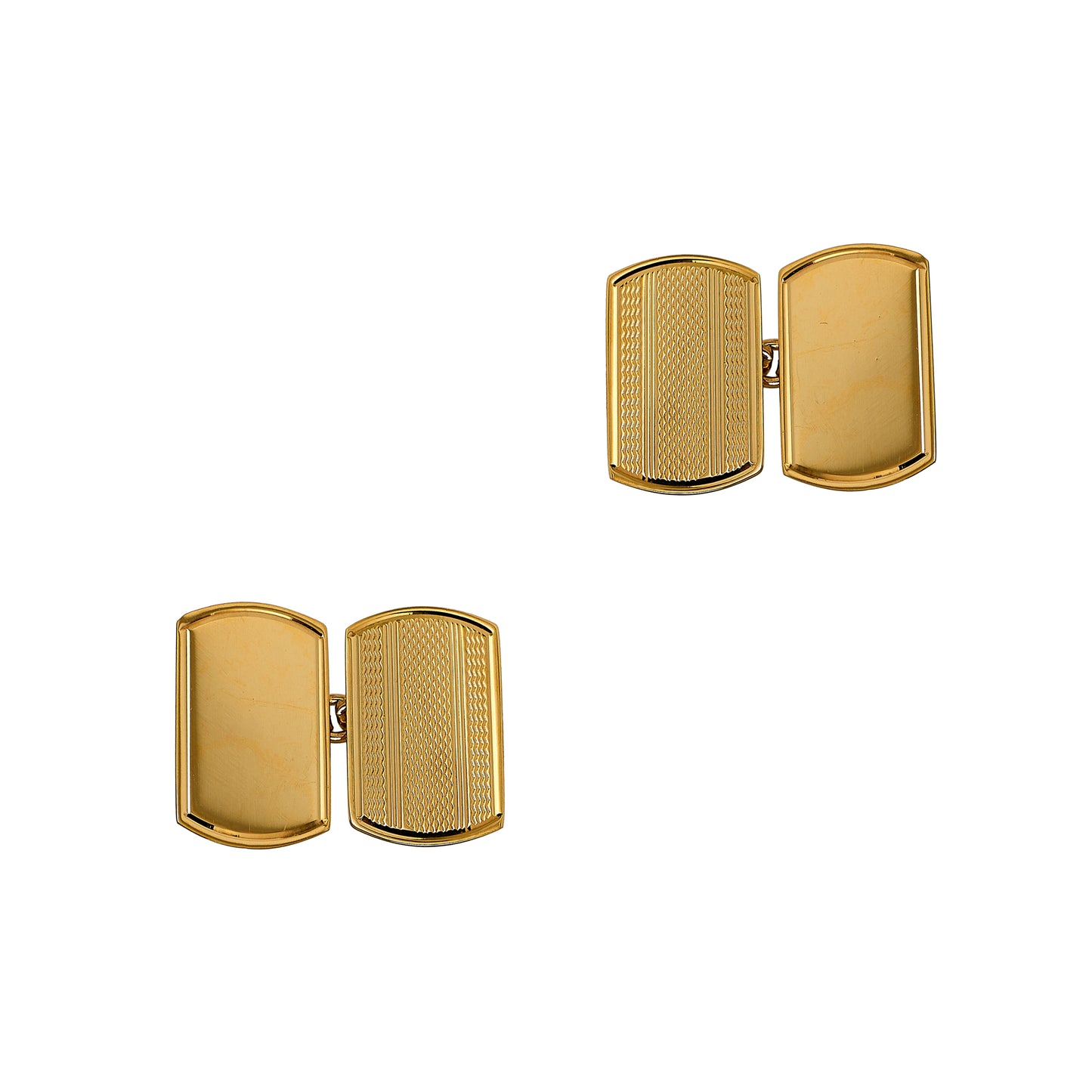 Pre-Owned 9ct Gold Rectangle Chain Link Patterned Cufflinks