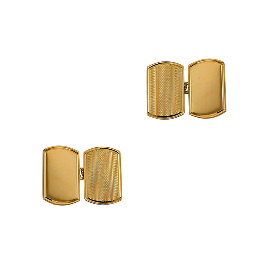 Pre-Owned 9ct Gold Rectangle Chain Link Patterned Cufflinks