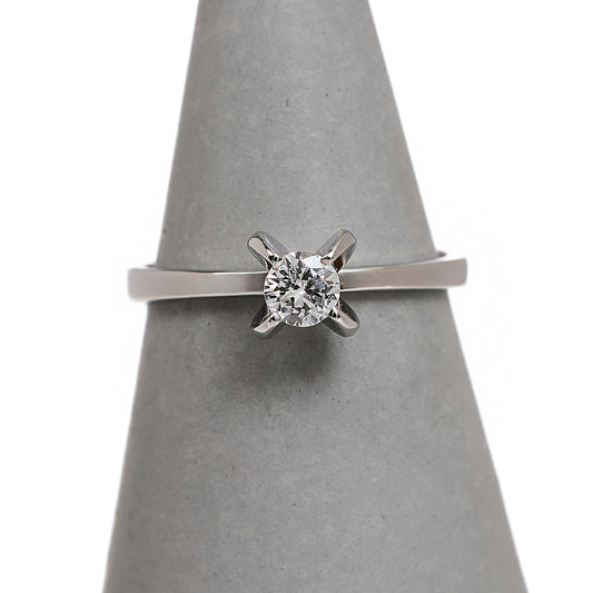 Pre-Owned 18ct White Gold Solitaire Diamond Ring Size L.5
