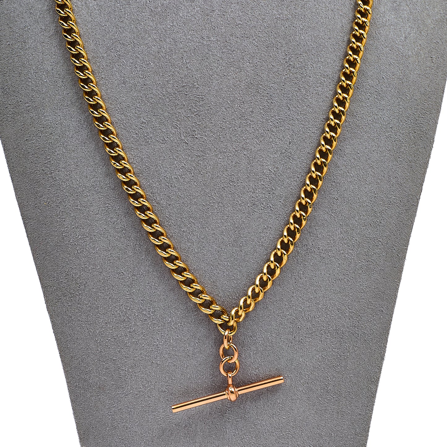 Pre-Owned 9ct Rose Gold Double Albert Necklace & TBar