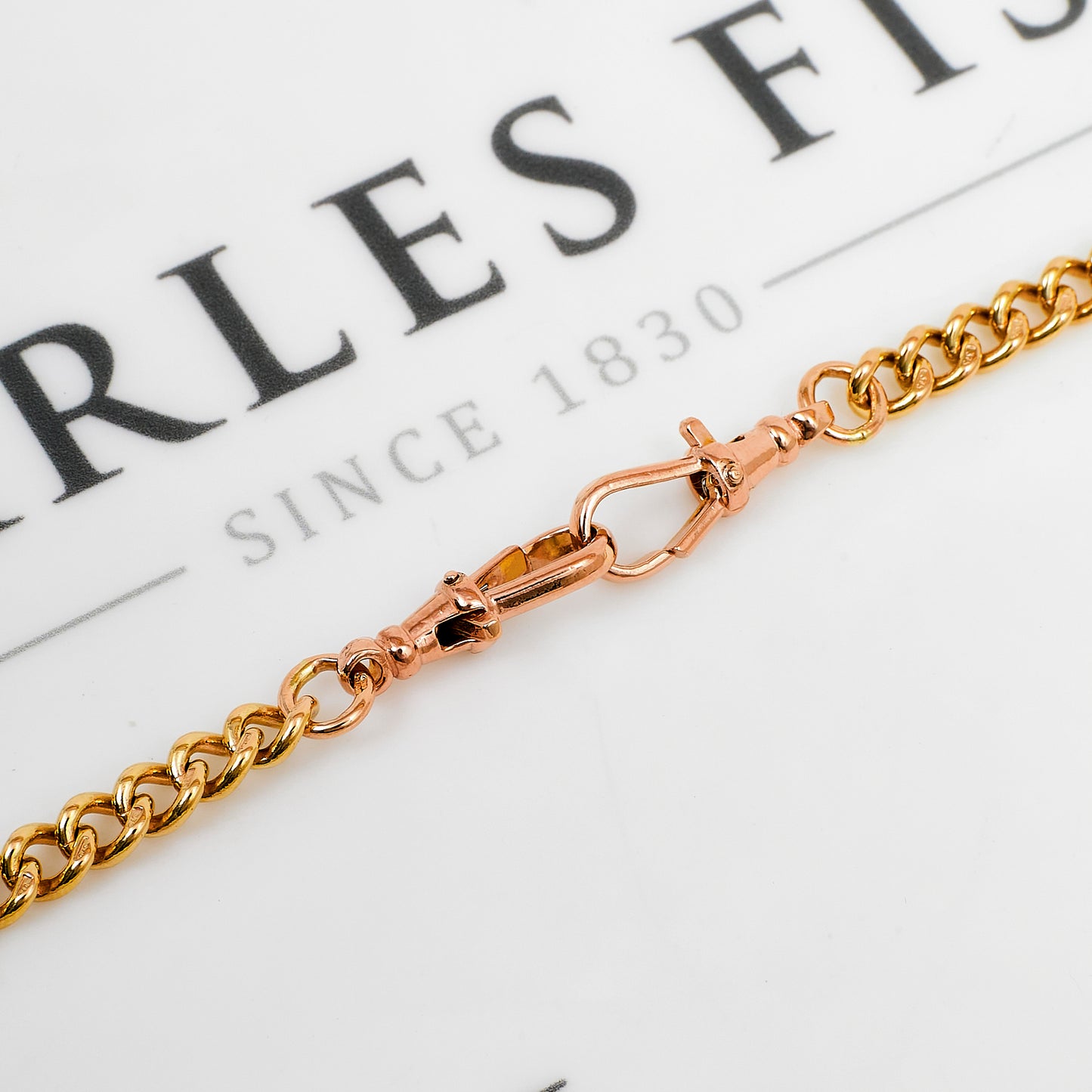 Pre-Owned 9ct Rose Gold Double Albert Necklace & TBar