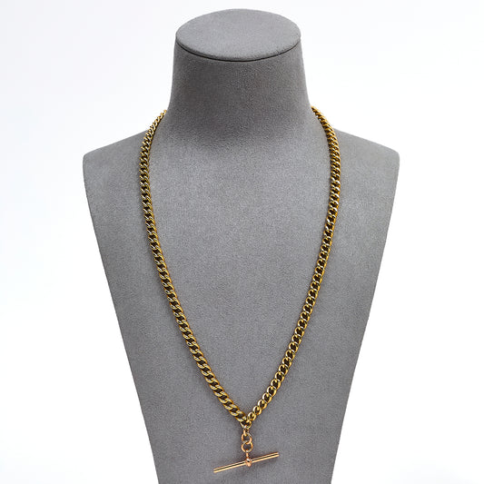 Pre-Owned 9ct Rose Gold Double Albert Necklace & TBar