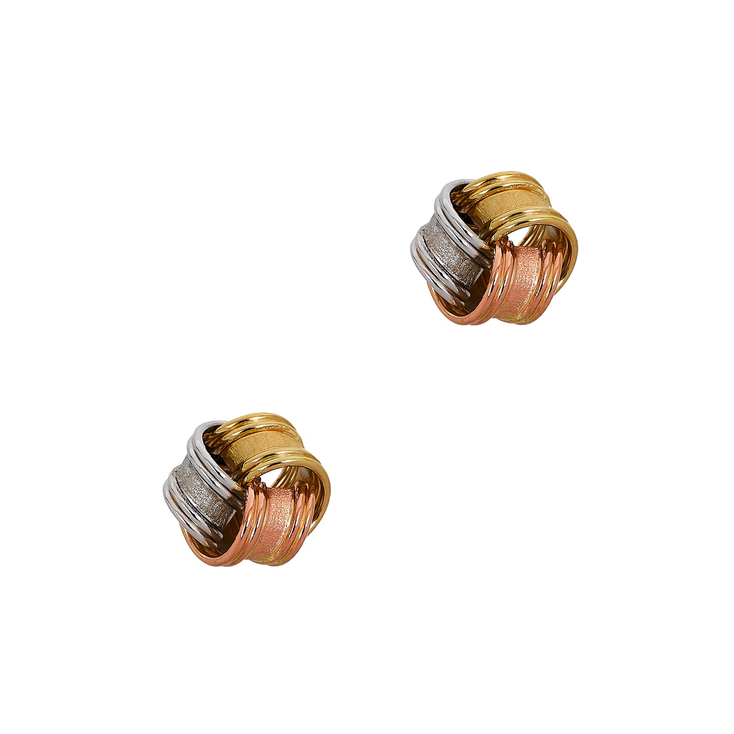 Pre-Owned 9ct Gold Tricolor Knot Stud Earrings