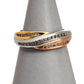 Pre-Owned 9ct Gold Tricolor 3 Row Crossover Diamond Ring
