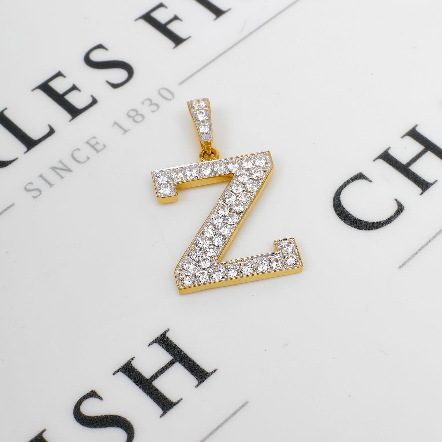 Pre-Owned 9ct Gold CZ Letter Z Initial Pendant