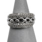Pre-Owned 9ct White Gold 4 Row Diamond Link Design Ring