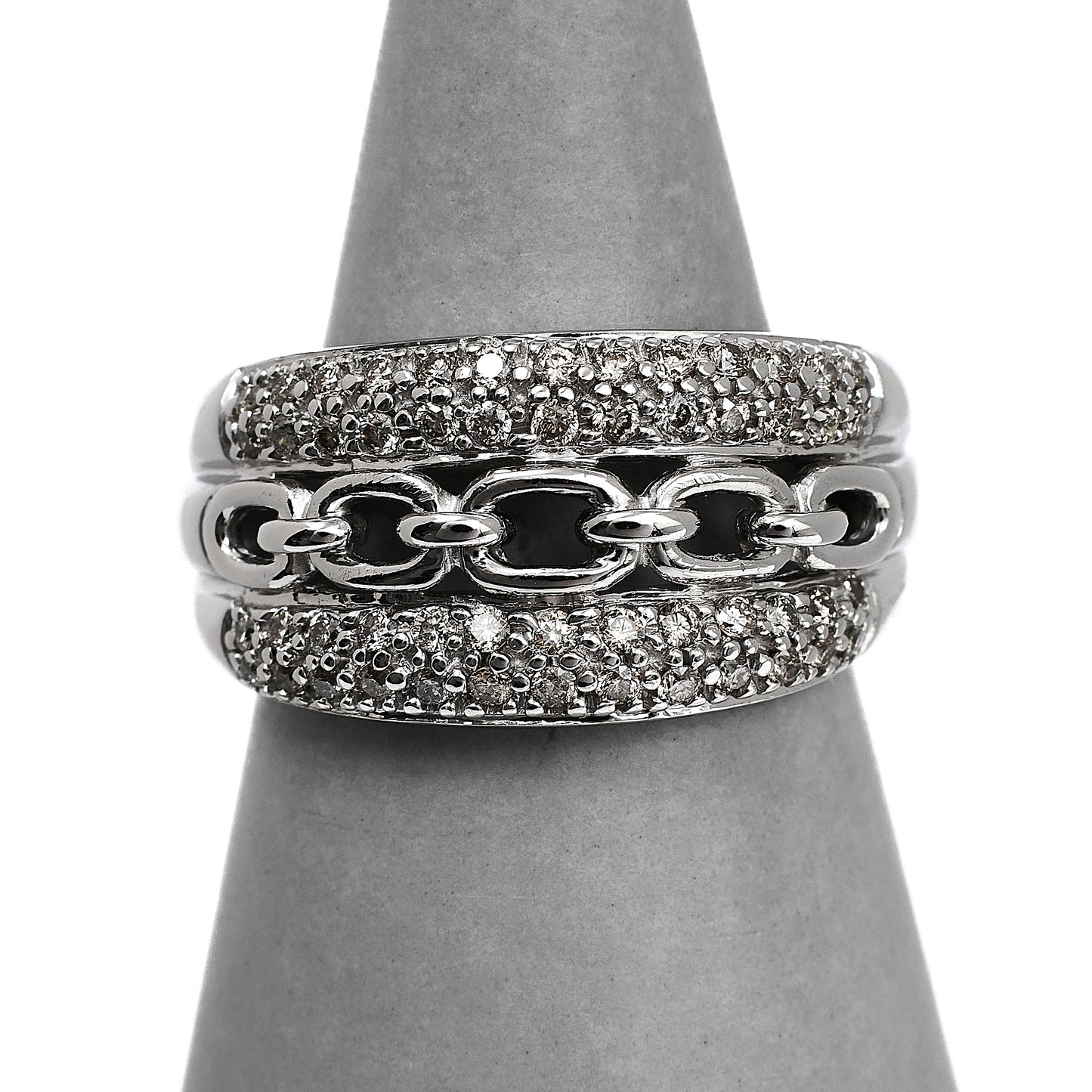 Pre-Owned 9ct White Gold 4 Row Diamond Link Design Ring