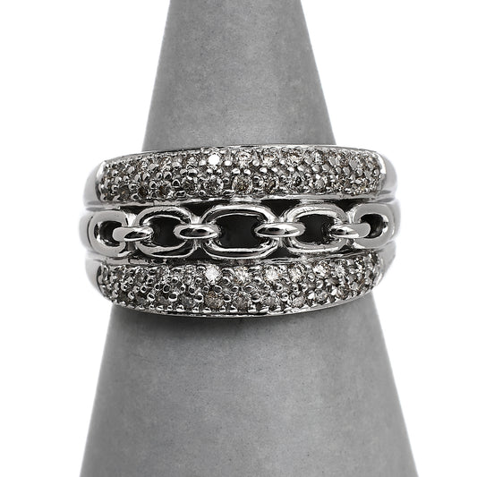 Pre-Owned 9ct White Gold 4 Row Diamond Link Design Ring