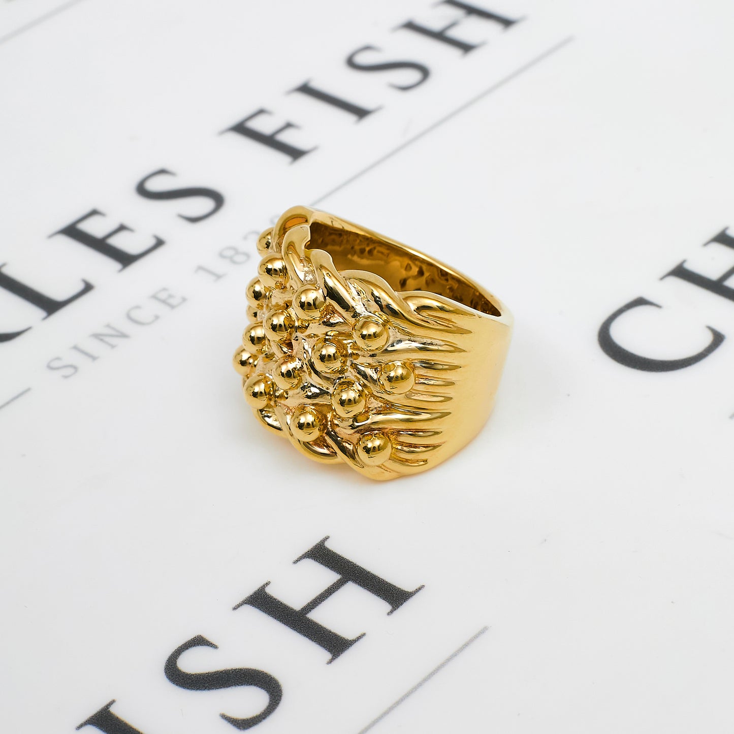 Pre-Owned 9ct Gold Mens 4 Row Shot Ring Size Z