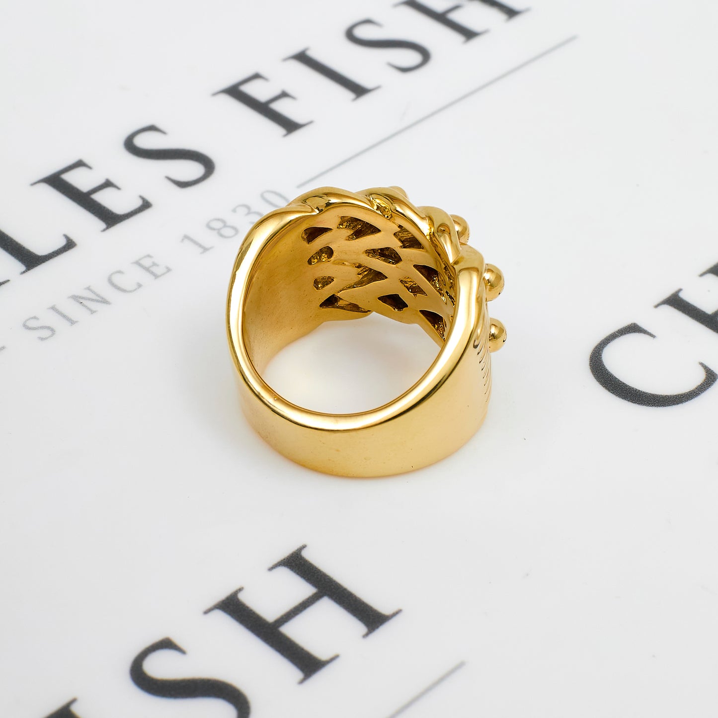 Pre-Owned 9ct Gold Mens 4 Row Shot Ring Size Z