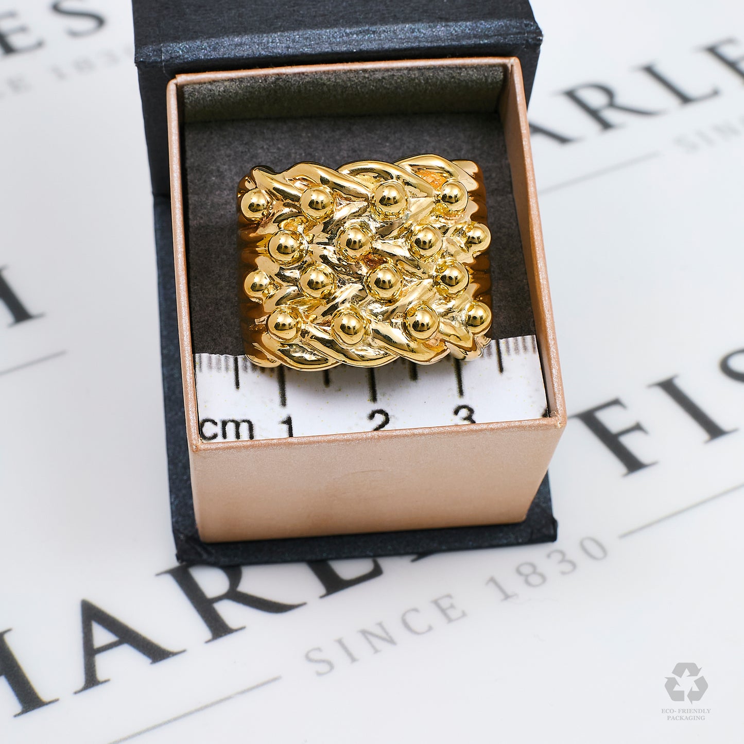 Pre-Owned 9ct Gold Mens 4 Row Shot Ring Size Z