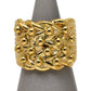 Pre-Owned 9ct Gold Mens 4 Row Shot Ring Size Z