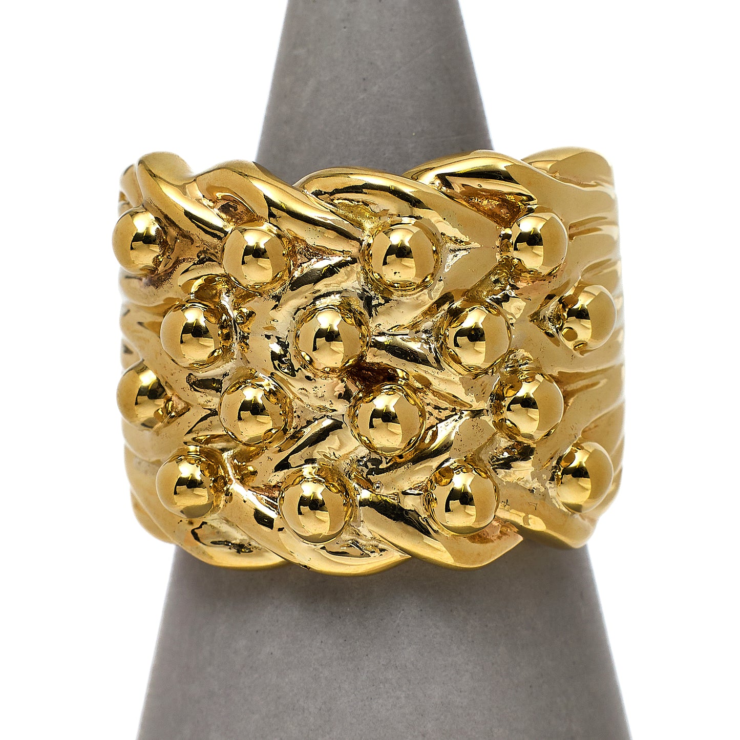 Pre-Owned 9ct Gold Mens 4 Row Shot Ring Size Z