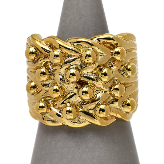 Pre-Owned 9ct Gold Mens 4 Row Shot Ring Size Z