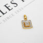 Pre-Owned 14ct Gold CZ Square Pendant