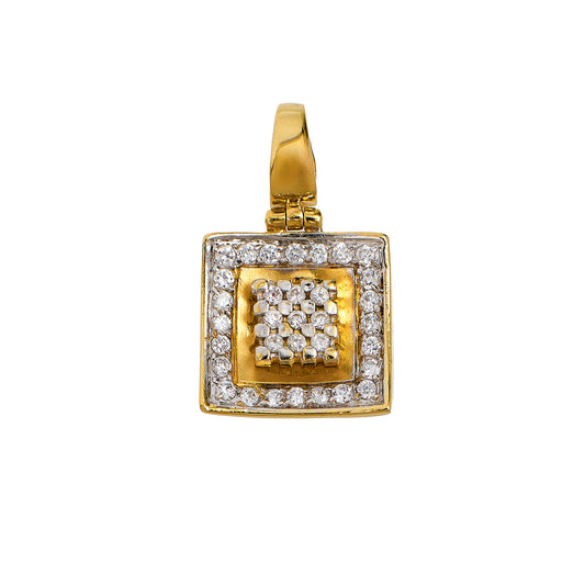 Pre-Owned 14ct Gold CZ Square Pendant