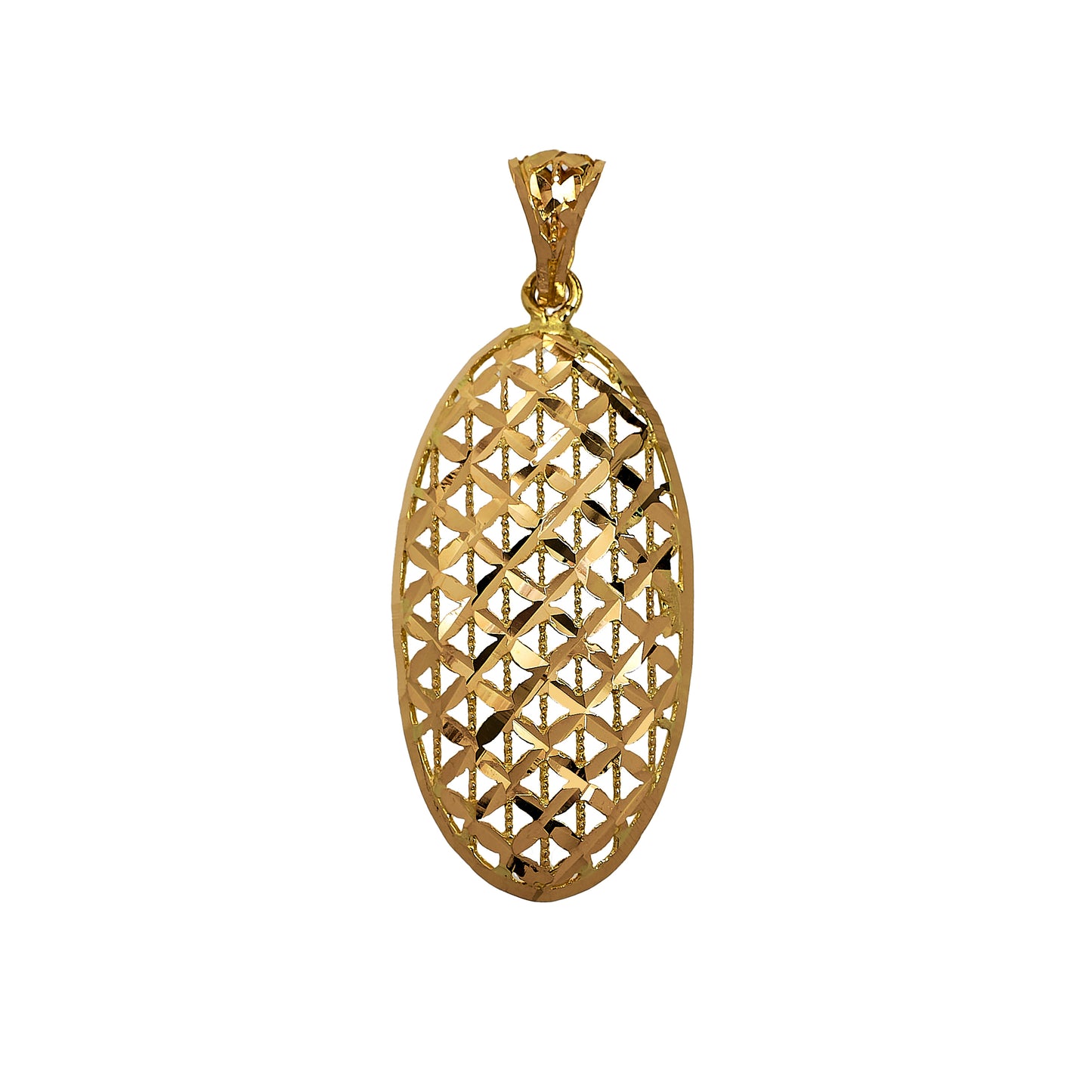 Pre-Owned 18ct Gold Faceted Elongated Oval Dome Pendant