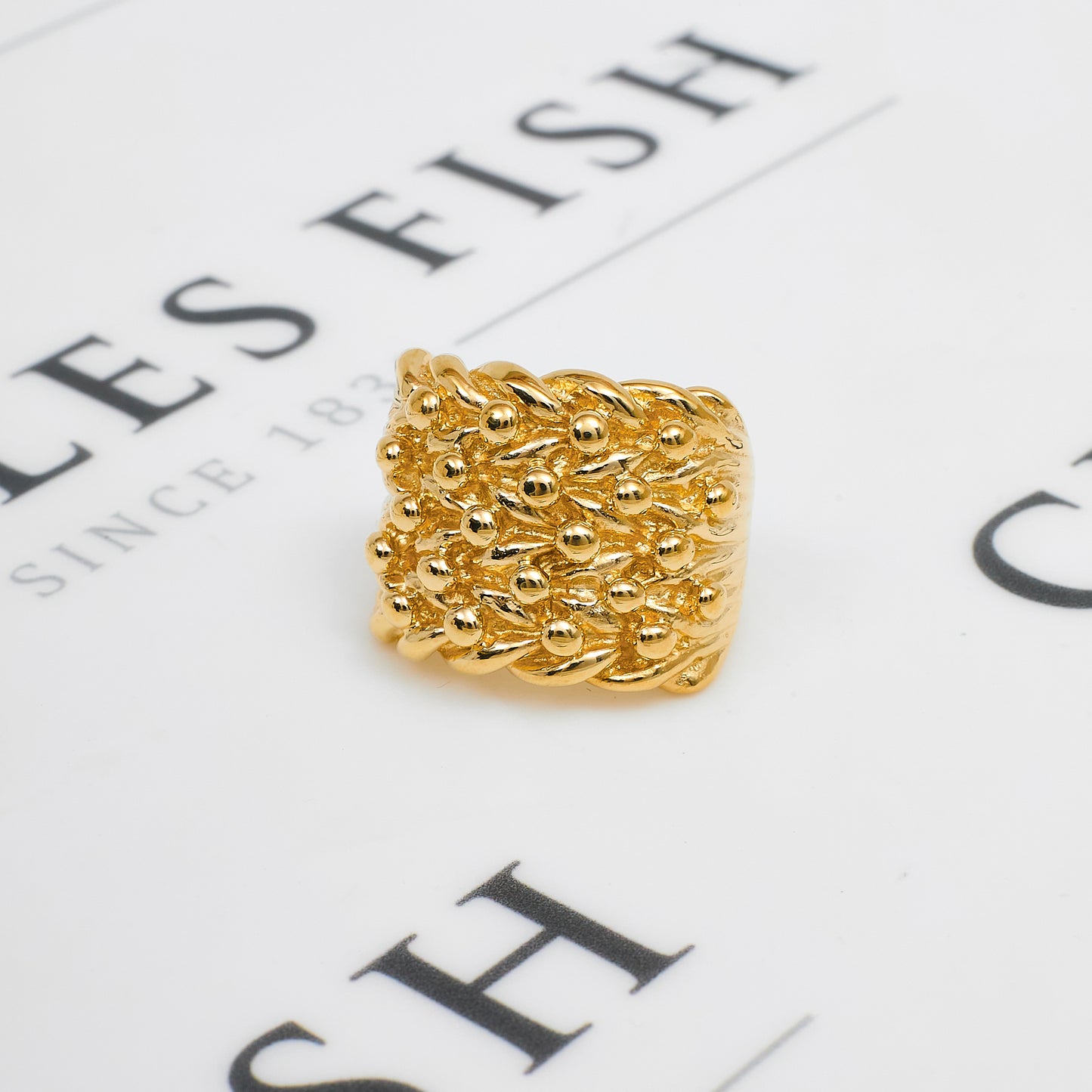 Pre-Owned 9ct Gold Mens 5 Row Shot Ring Size U.5