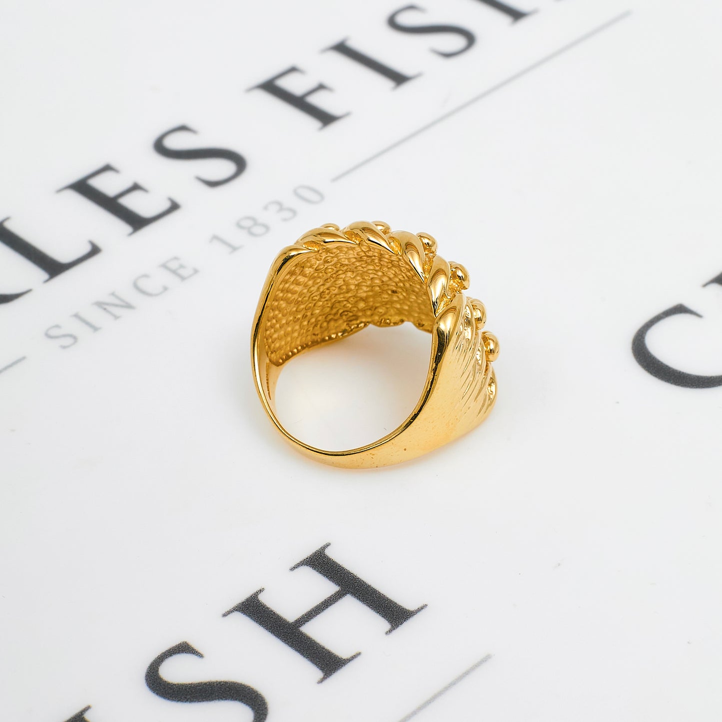Pre-Owned 9ct Gold Mens 5 Row Shot Ring Size U.5
