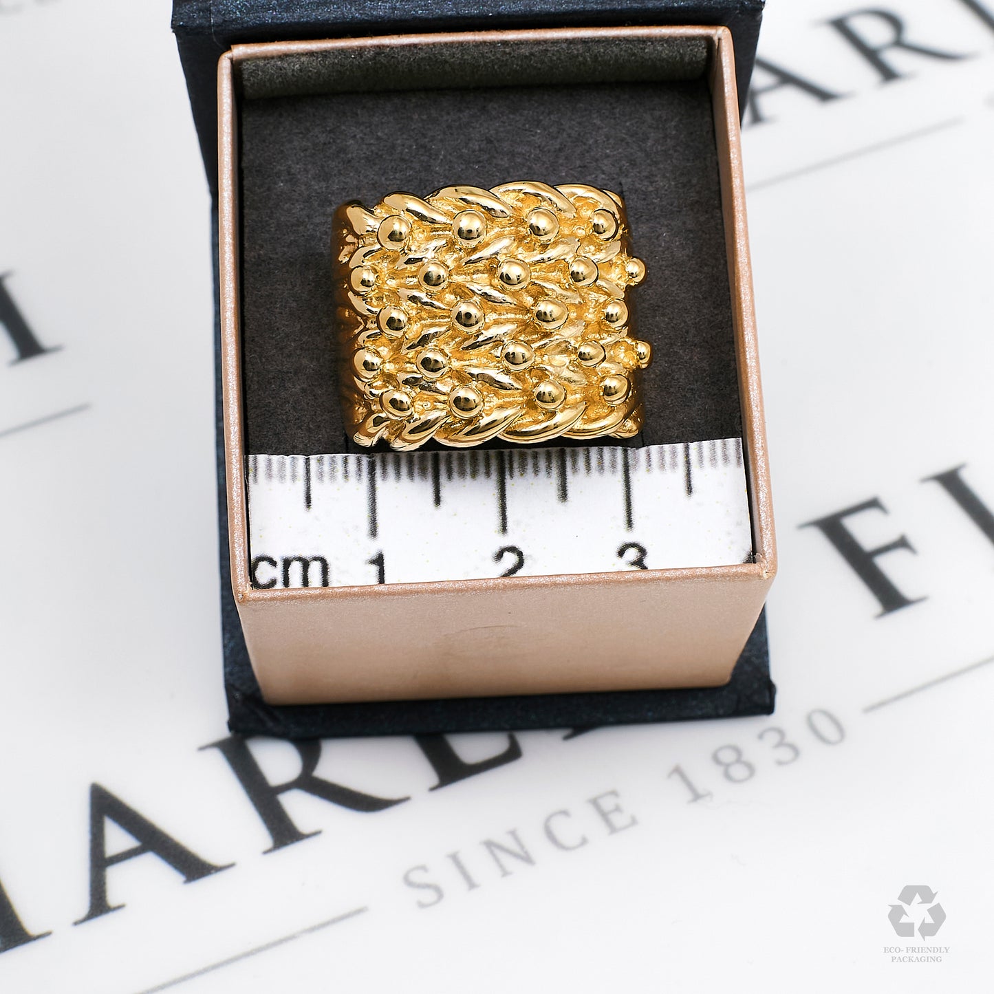 Pre-Owned 9ct Gold Mens 5 Row Shot Ring Size U.5