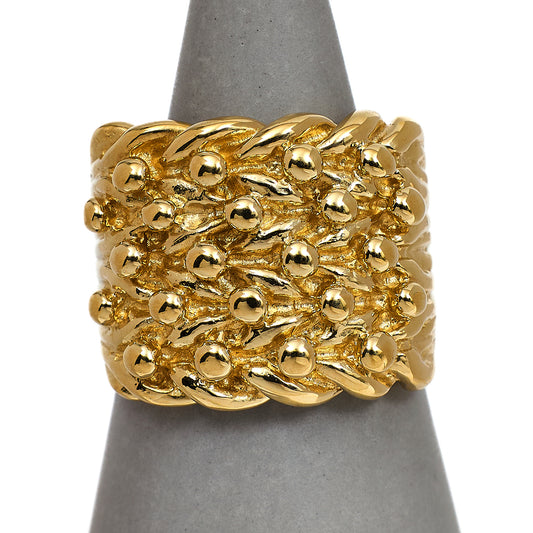 Pre-Owned 9ct Gold Mens 5 Row Shot Ring Size U.5