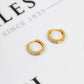 Pre-Owned 14ct Gold CZ Huggie Hoop Earrings