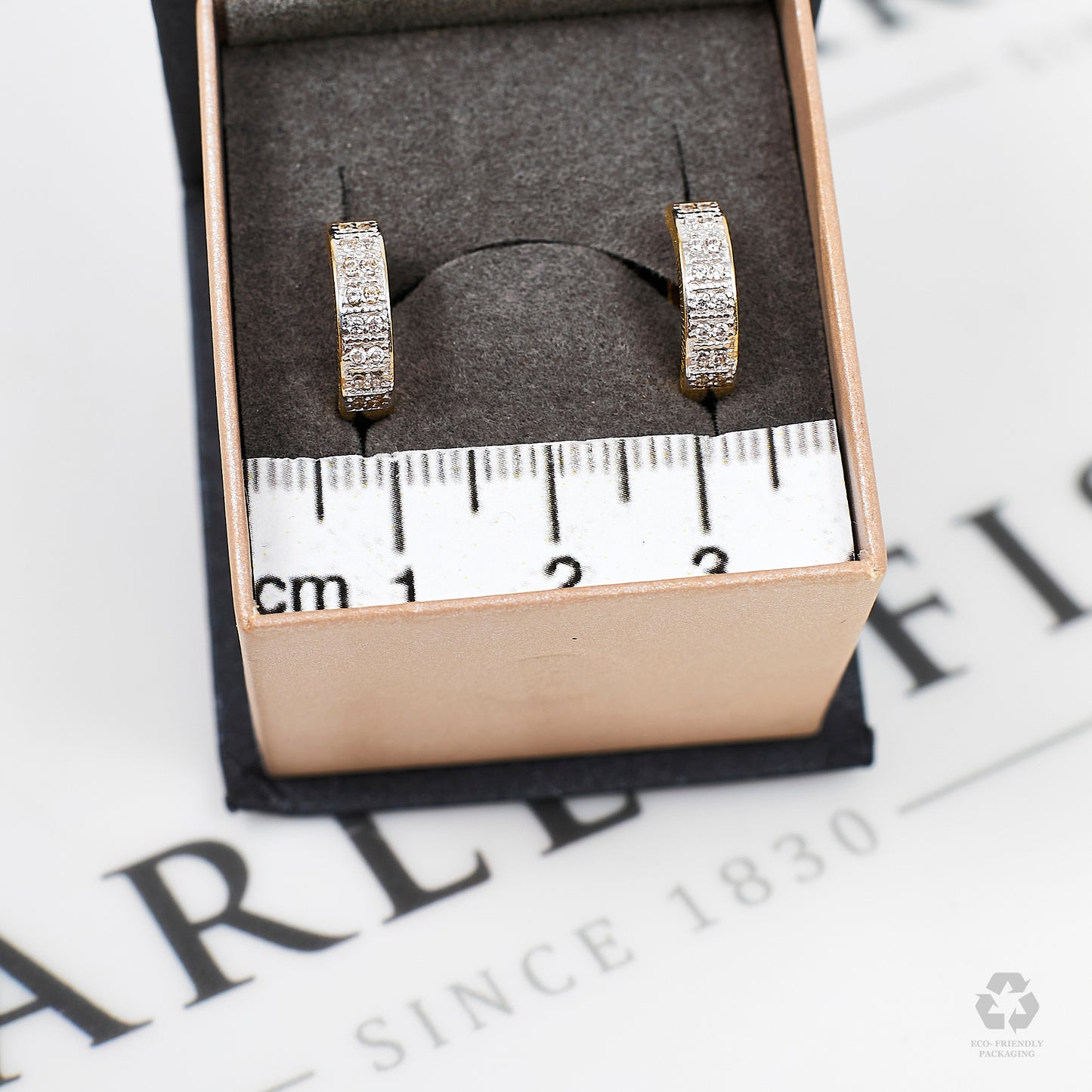 Pre-Owned 14ct Gold CZ Huggie Hoop Earrings