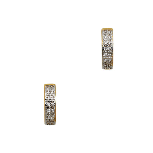 Pre-Owned 14ct Gold CZ Huggie Hoop Earrings