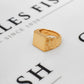 Pre-Owned 9ct Gold Square Signet Barked Shank Ring Size N