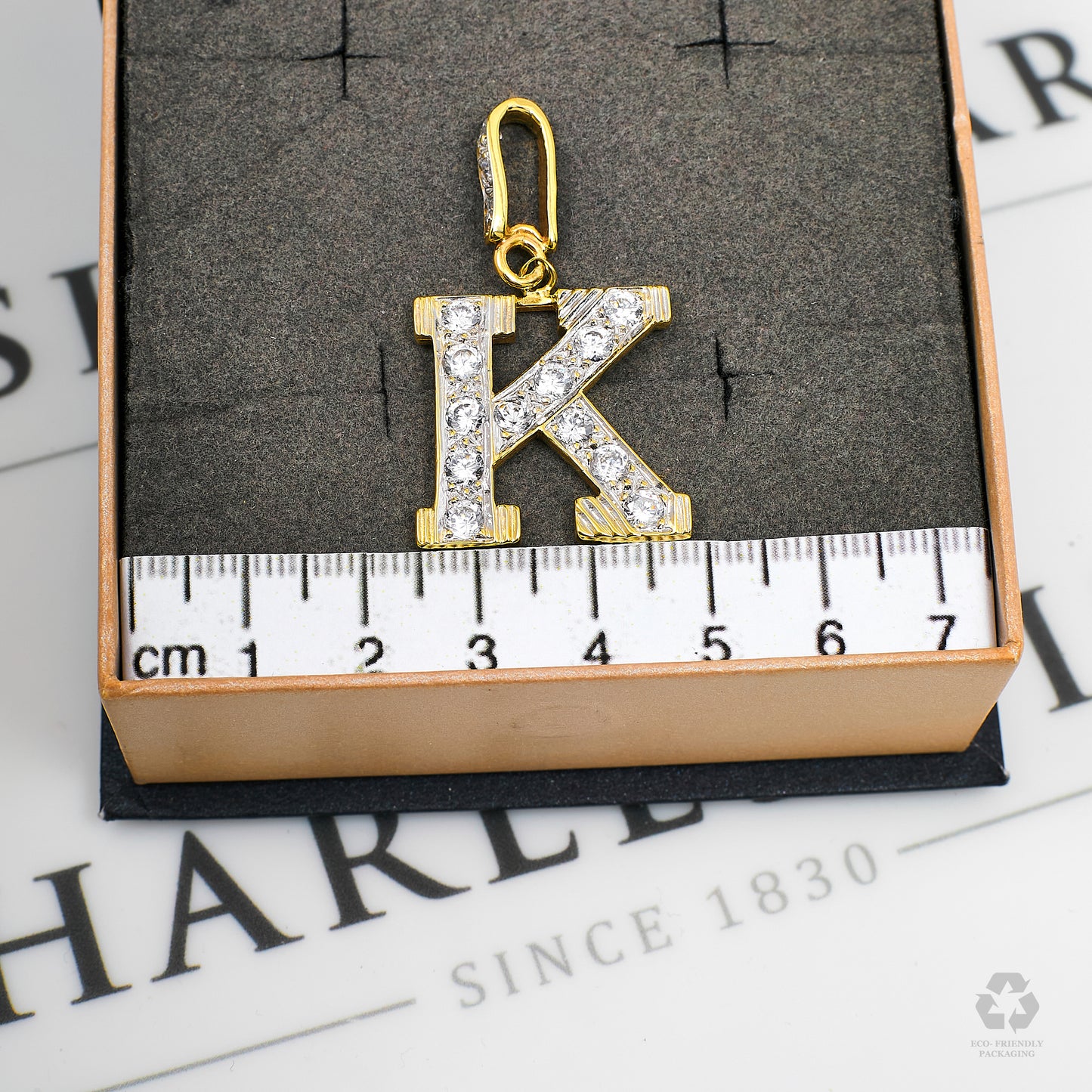 Pre-Owned 9ct Gold CZ Letter K Initial Pendant