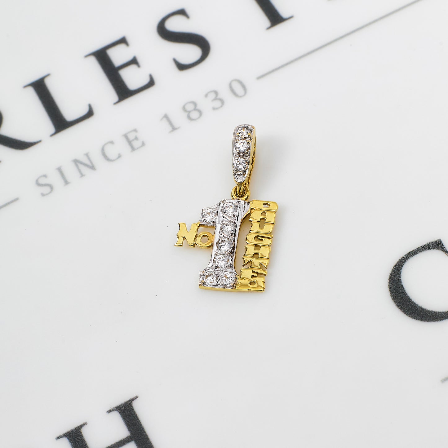 Pre-Owned 9ct Gold CZ No 1 DAUGHTER Pendant
