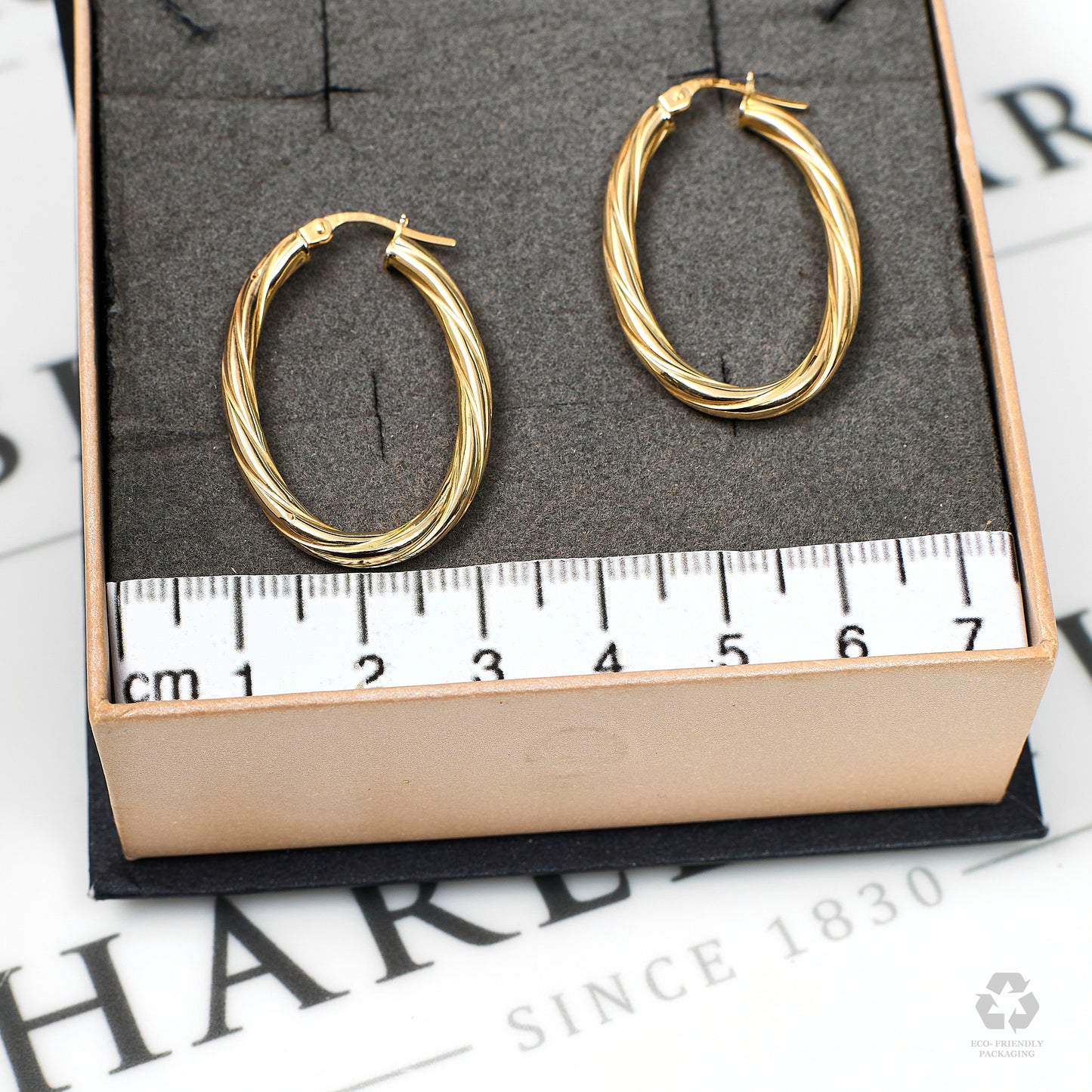 Pre-Owned 9ct Gold Oval Twist Creole Hoop Earrings