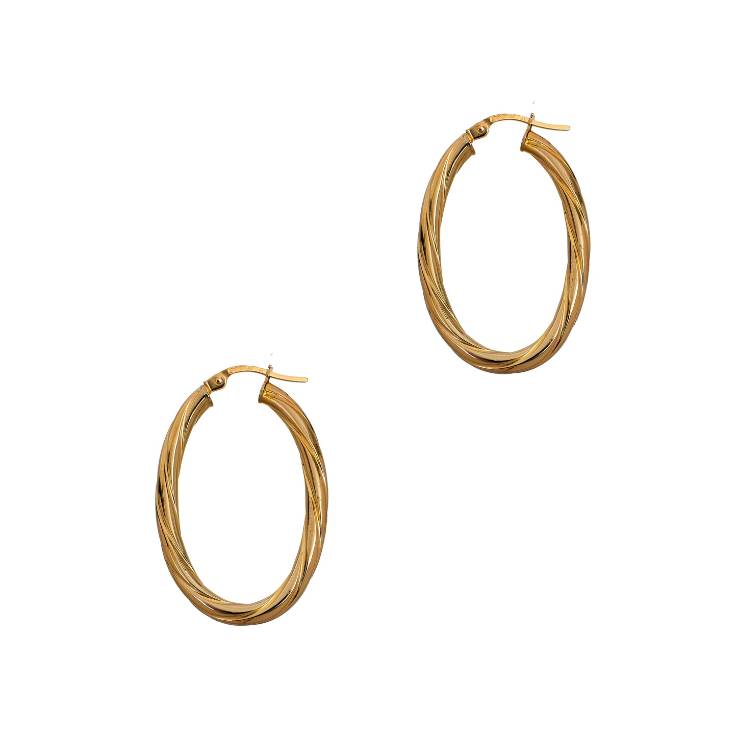 Pre-Owned 9ct Gold Oval Twist Creole Hoop Earrings