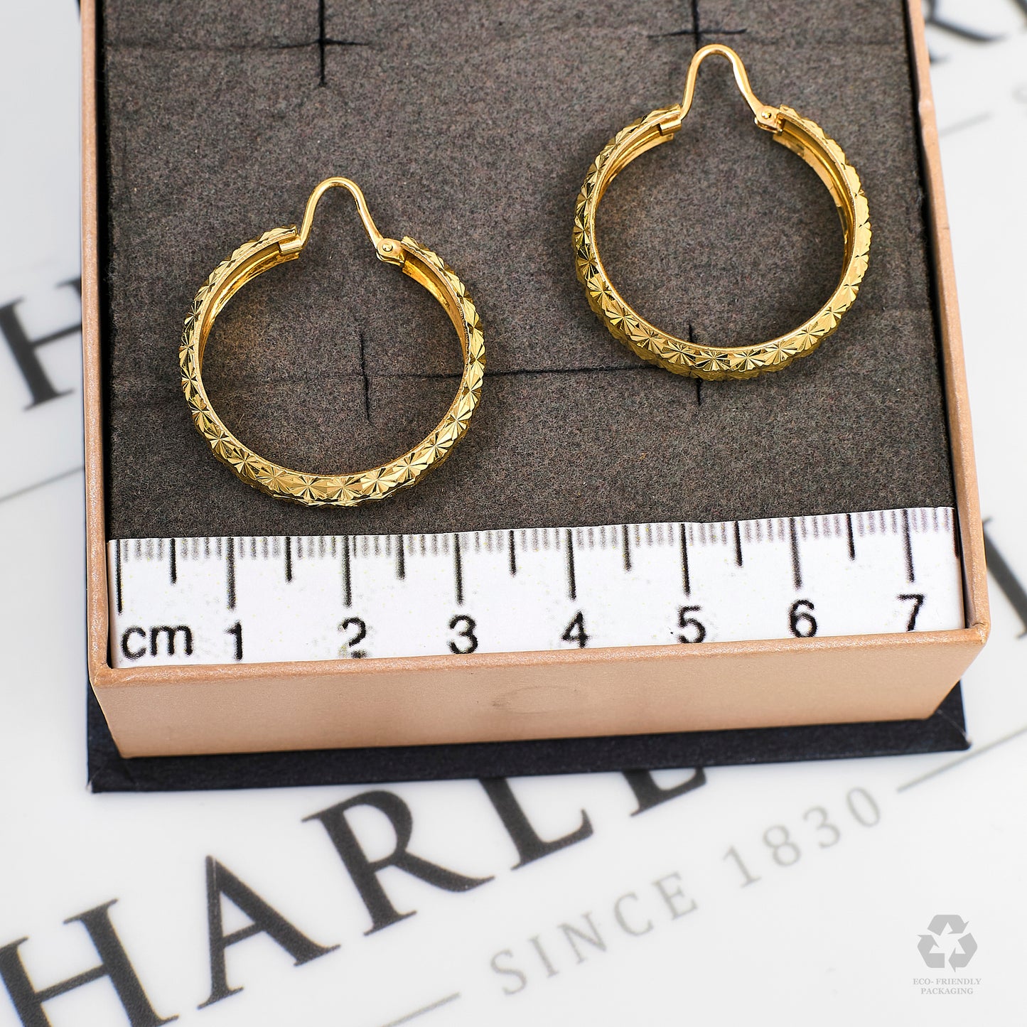 Pre-Owned 9ct Gold Star Design Hoop Earrings
