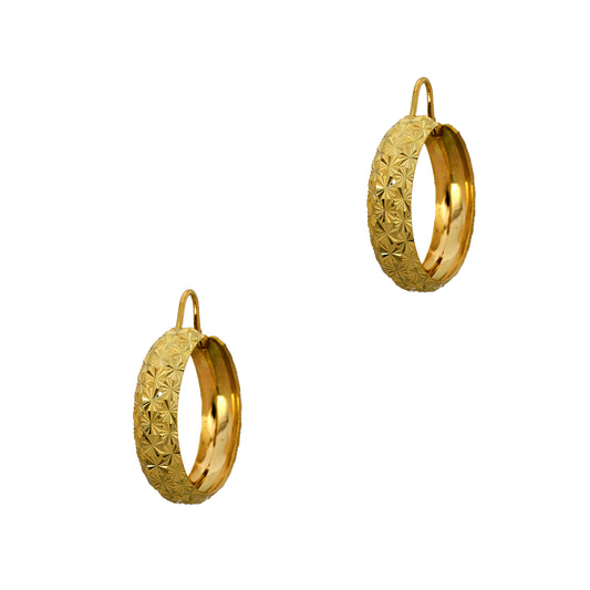 Pre-Owned 9ct Gold Star Design Hoop Earrings