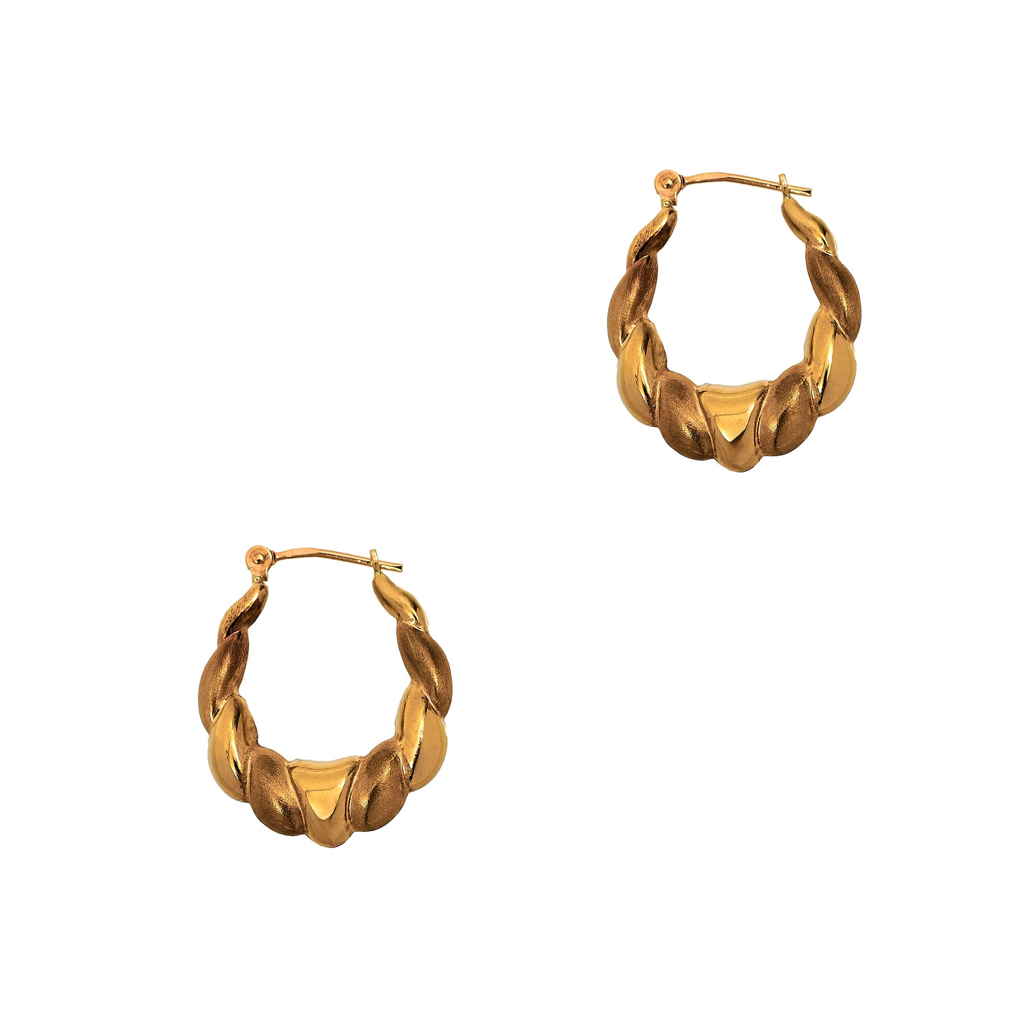 Pre-Owned 9ct Gold Matte & Polish Creole Hoop Earrings