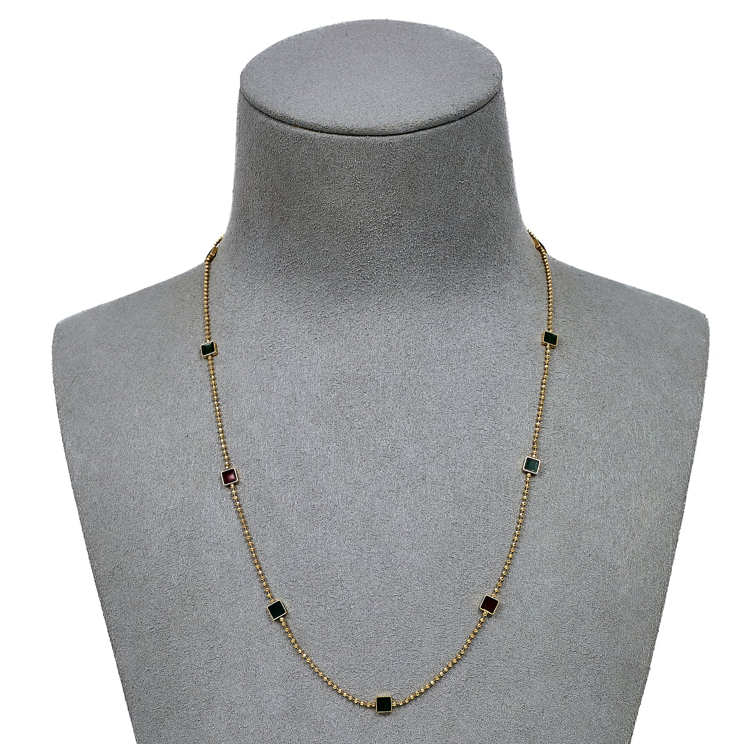 Pre-Owned 9ct Gold Red & Green Resin Dress Necklace