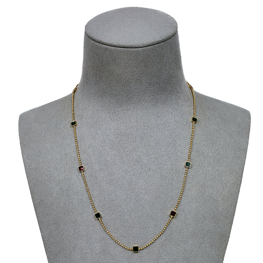 Pre-Owned 9ct Gold Red & Green Resin Dress Necklace